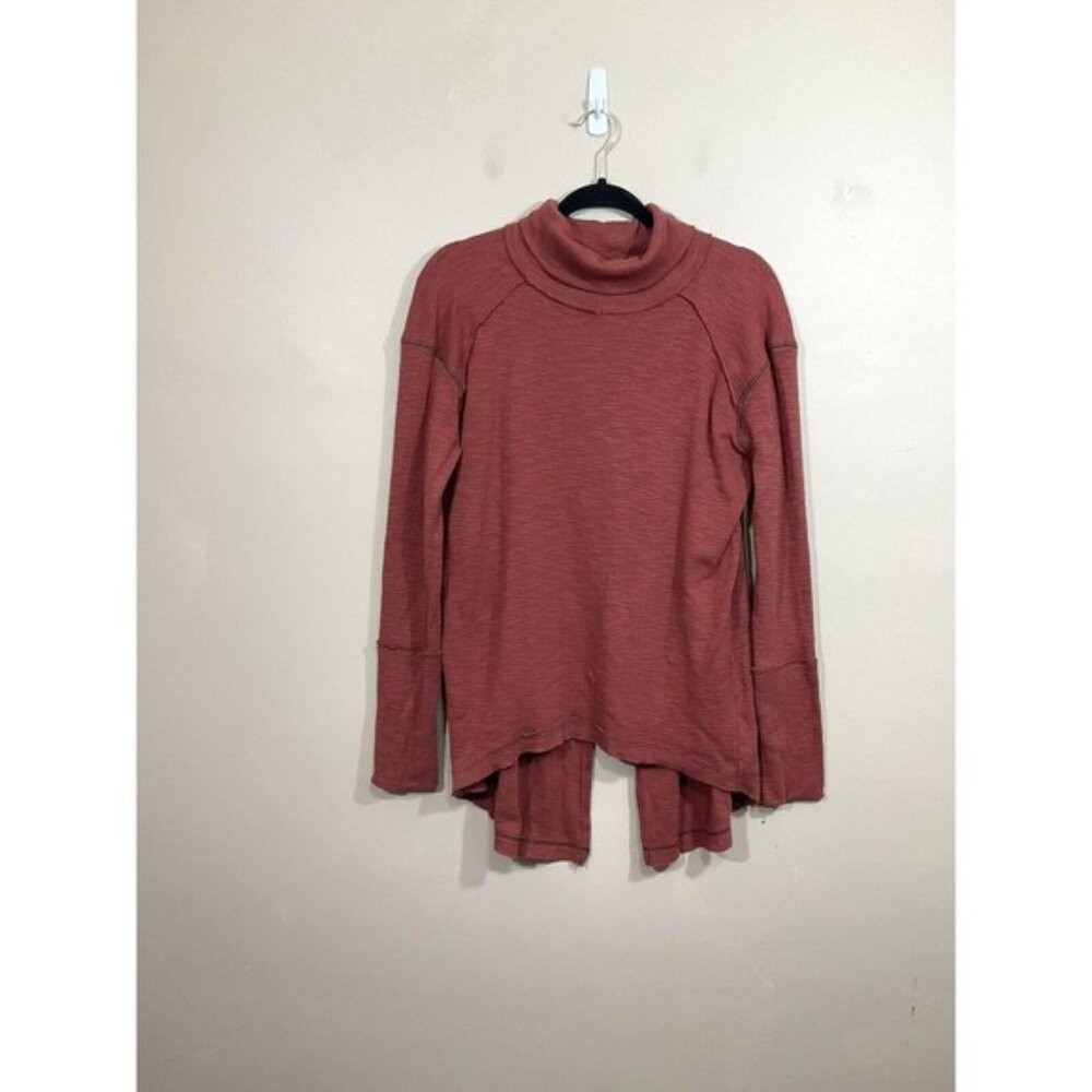 We The Free Free People Womens Split Back Shirt L Orange Lagenlook Athleisure